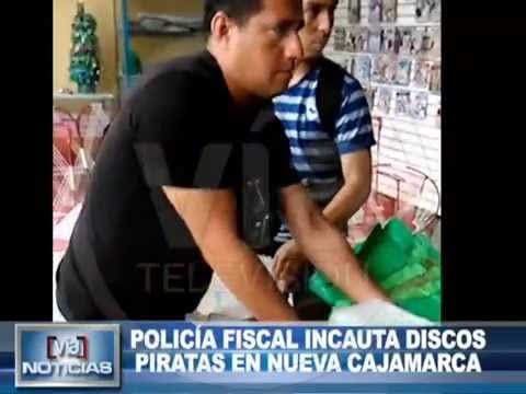 Policía fiscal Incauta discos piratas en Nueva Cajamarca Policía fiscal Incauta discos piratas en Nueva Cajamarca