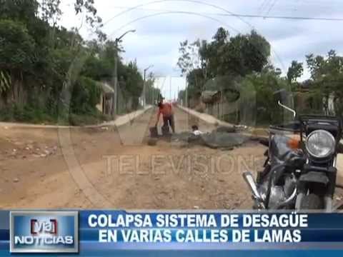Colapsa sistema de desagüe varias calles de Lamas Colapsa sistema de desagüe varias calles de Lamas