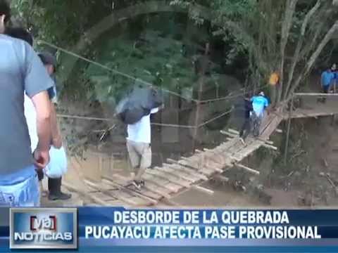 Desborde de quebrada Pucayacu afecta pase provisional