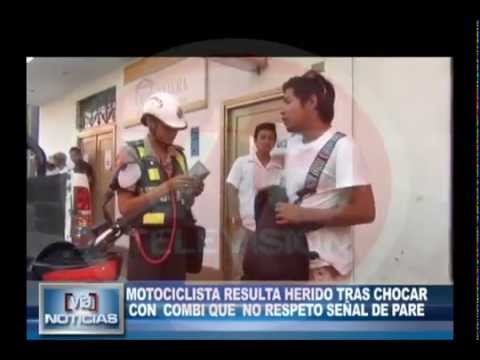 Motociclista resulta herido tras chocar combi que no respeto señal de pare Motociclista resulta herido tras chocar combi que no respeto señal de pare
