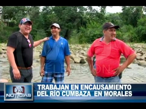 Trabajan en encausamiento del río en Morales Trabajan en encausamiento del río en Morales