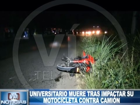 Universitario muere tras chocar su moto contra camión Universitario muere tras chocar su moto contra camión