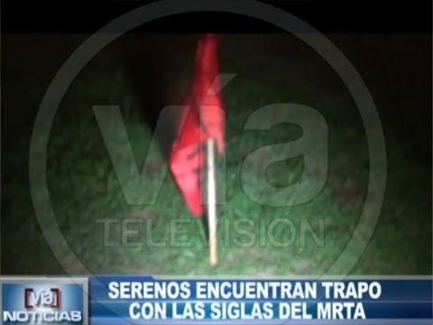 Serenos encuentran bandera con las siglas del MRTA Serenos encuentran bandera con las siglas del MRTA