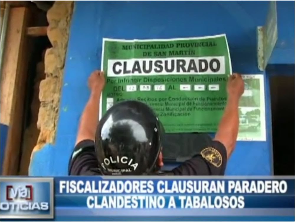 Tarapoto: Fiscalizadores clausuran paradero clandestino a Tabalosos Tarapoto: Fiscalizadores clausuran paradero clandestino a Tabalosos