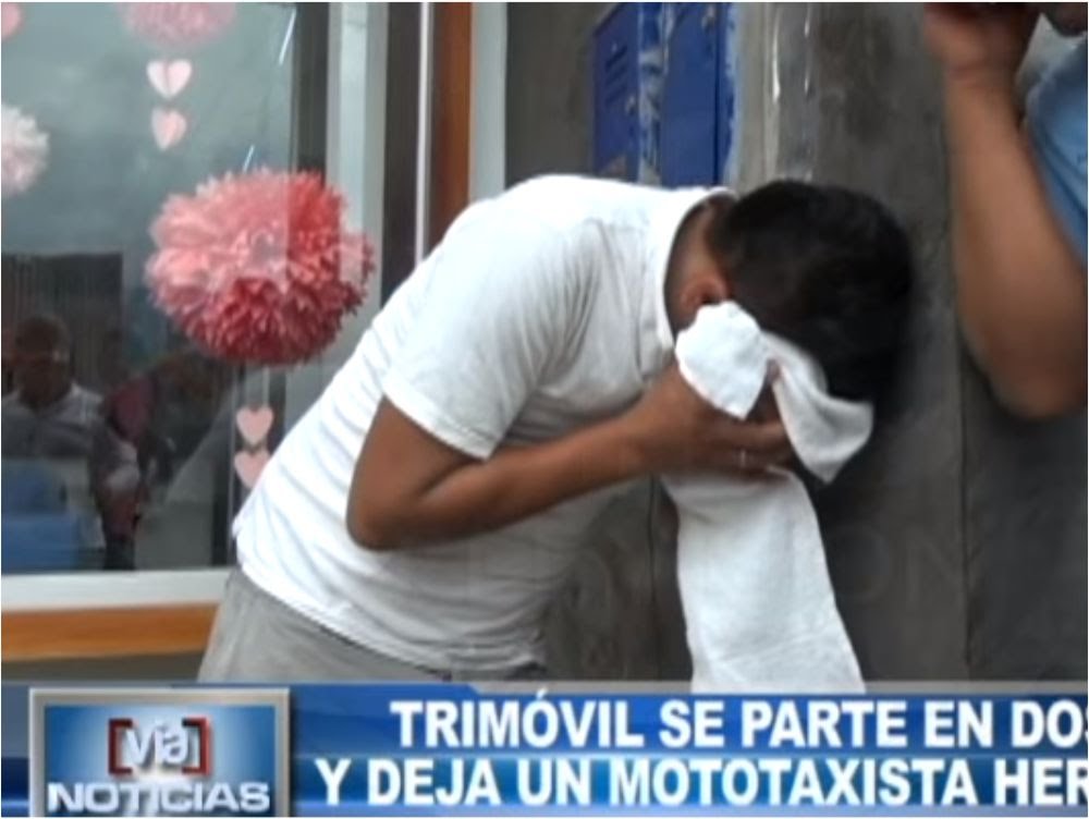 Tarapoto: Trimóvil se parte en dos y deja un mototaxista herido