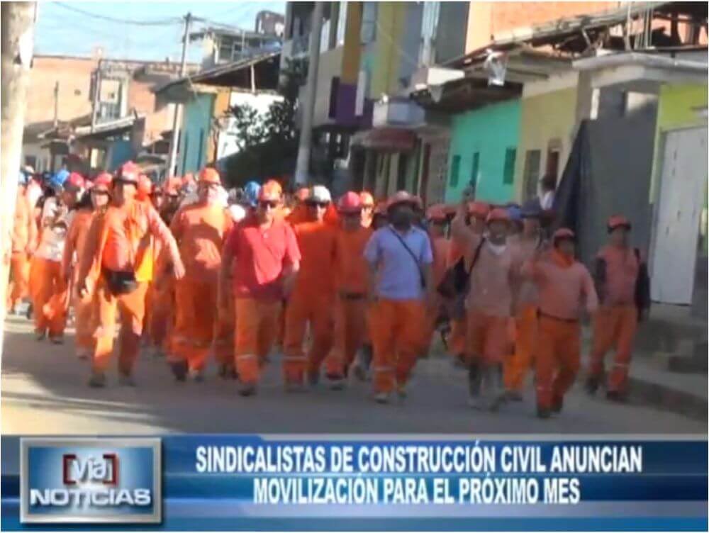Sindicalistas de construcción civil anuncian movilización para el próximo mes Sindicalistas de construcción civil anuncian movilización para el próximo mes