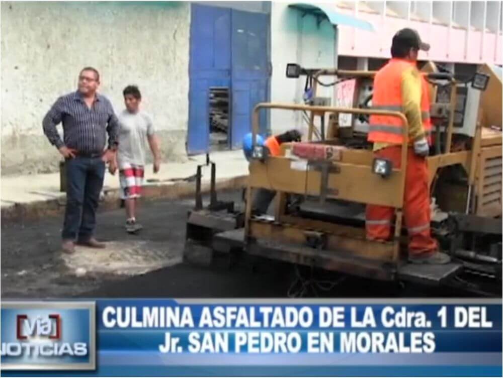 Culmina asfaltado de la cd 1 del jr. San Pedro en Morales Culmina asfaltado de la cd 1 del jr. San Pedro en Morales