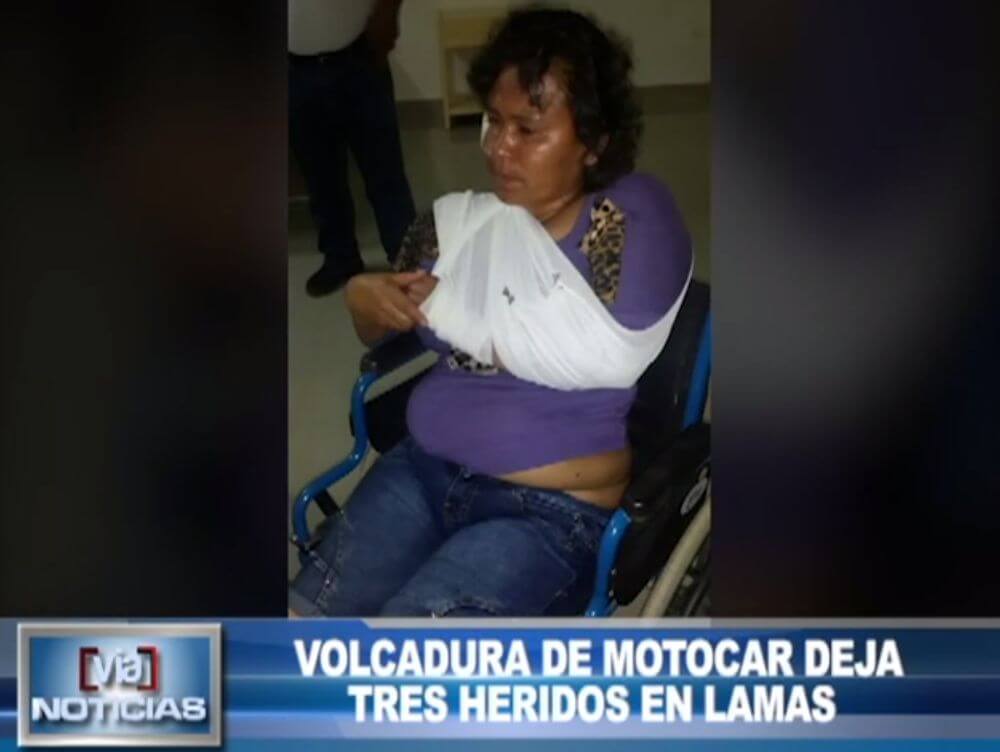 Volcadura de motocar deja tres heridos en Lamas Volcadura de motocar deja tres heridos en Lamas