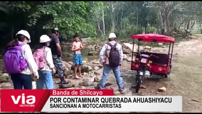Por contaminar quebrada Ahuashiyacu sancionan a motocarristas Por contaminar quebrada Ahuashiyacu sancionan a motocarristas