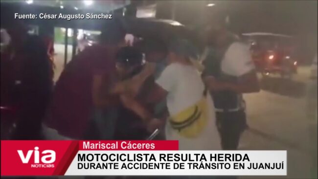 Motociclista resulta herida durante accidente de tránsito en Juanjuí Motociclista resulta herida durante accidente de tránsito en Juanjuí