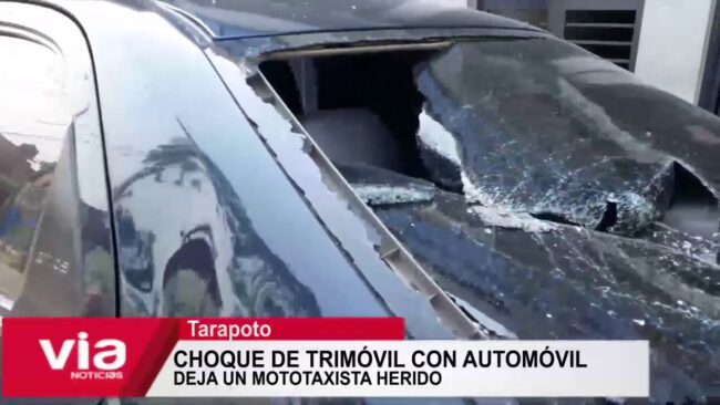 Tarapoto: choque de trimóvil con automóvil deja un mototaxista herido Tarapoto: choque de trimóvil con automóvil deja un mototaxista herido
