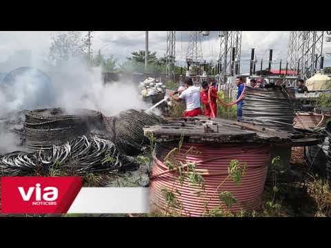Incendio afecta varios rollos de cables eléctricos de Electro Oriente Incendio afecta varios rollos de cables eléctricos de Electro Oriente