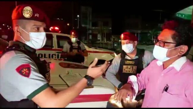 Intervienen a simpatizante de Perú Libre por no respetar el toque de queda Intervienen a simpatizante de Perú Libre por no respetar el toque de queda