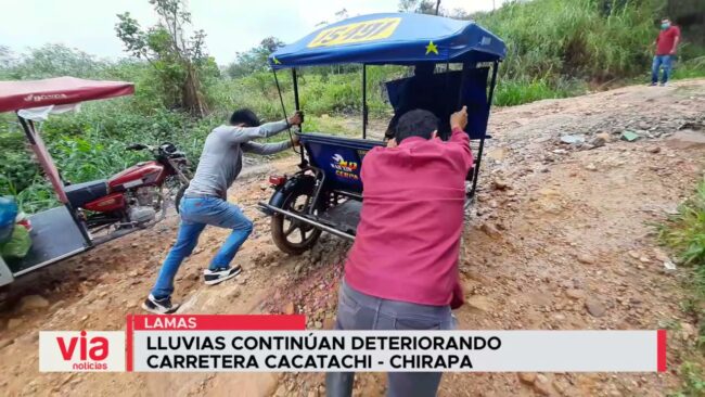 A consecuencia de las lluvias continua deterioro de la vía Cacatachi – Chirapa