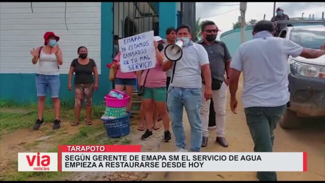 Según Gerente de Emapa SM el servicio de agua empieza a restablecerse desde hoy Según Gerente de Emapa SM el servicio de agua empieza a restablecerse desde hoy