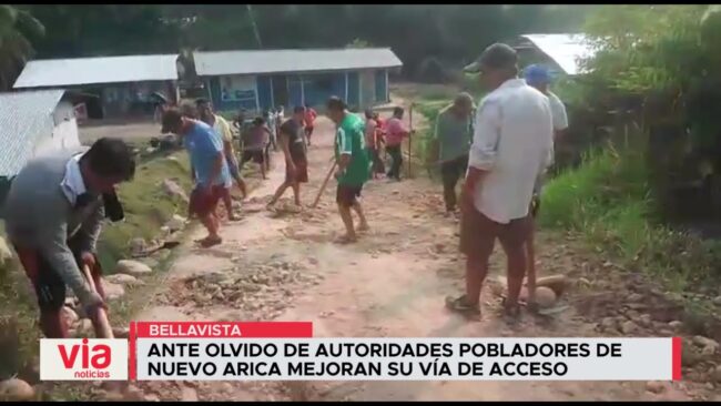 Ante olvido de autoridades pobladores de Nuevo Arica mejoran su vía de acceso