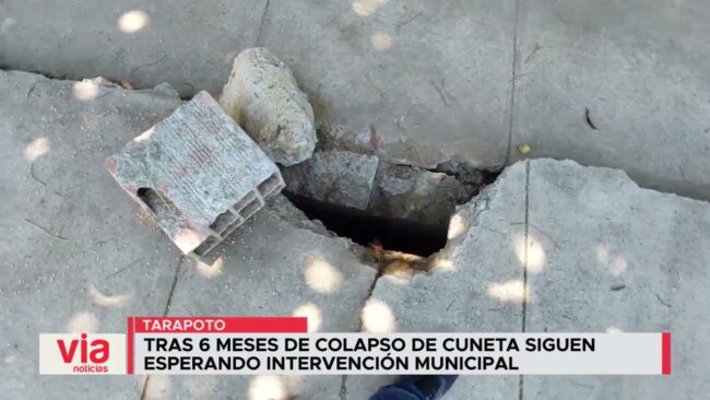Tras 6 meses de colapso de cuneta siguen esperando intervención municipal Tras 6 meses de colapso de cuneta siguen esperando intervención municipal