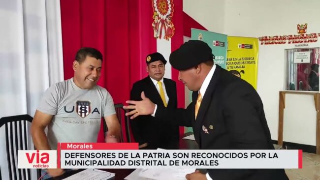 Defensores de la patria son reconocidos por la municipalidad distrital de Morales