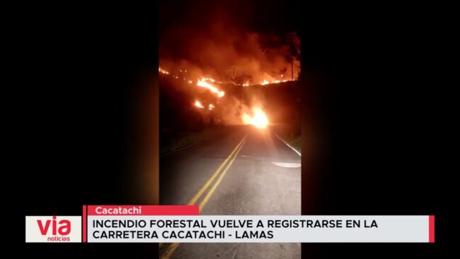 Incendio forestal vuelve a registrarse en la carretera Cacatachi – Lamas