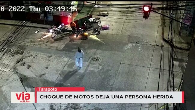 Choque de motos deja una persona herida en Tarapoto Choque de motos deja una persona herida en Tarapoto