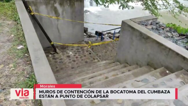 Bañistas arriesgan su vida en la Bocatoma del Cumbaza cuyos muros podrían colapsar