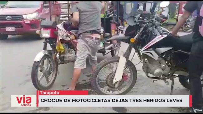 Tarapoto: choque de motocicletas dejas tres heridos leves