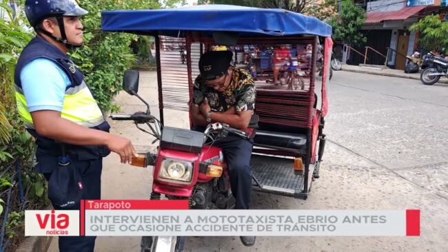 Intervienen a mototaxista ebrio antes que ocasione accidente de tránsito