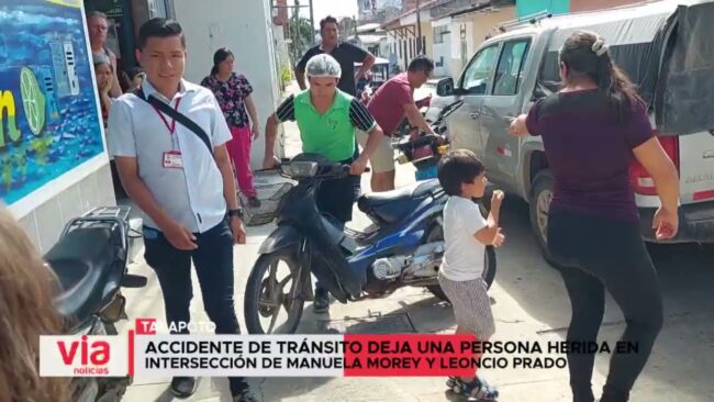 Accidente de tránsito deja una persona herida en intersección de Manuela Morey y Leoncio Prado Accidente de tránsito deja una persona herida en intersección de Manuela Morey y Leoncio Prado