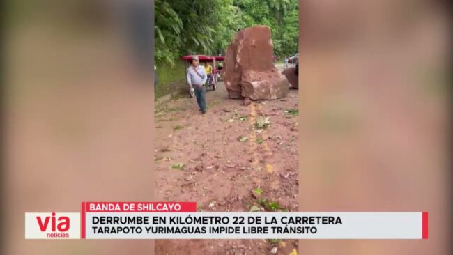 Derrumbe en kilómetro 22 de la carretera Tarapoto – Yurimaguas impide libre tránsito