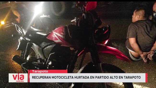 Recuperan motocicleta hurtada en partido alto en Tarapoto Recuperan motocicleta hurtada en partido alto en Tarapoto