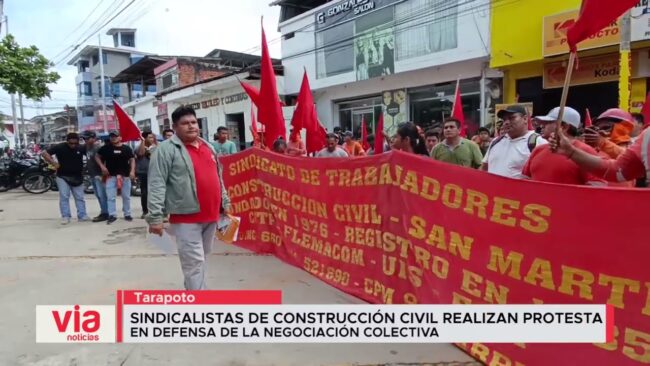 Sindicalistas de Construcción Civil realizan protesta en defensa de la negociación colectiva