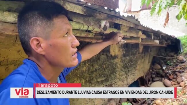 Deslizamiento durante lluvias causa estragos en viviendas del jirón Cahuide
