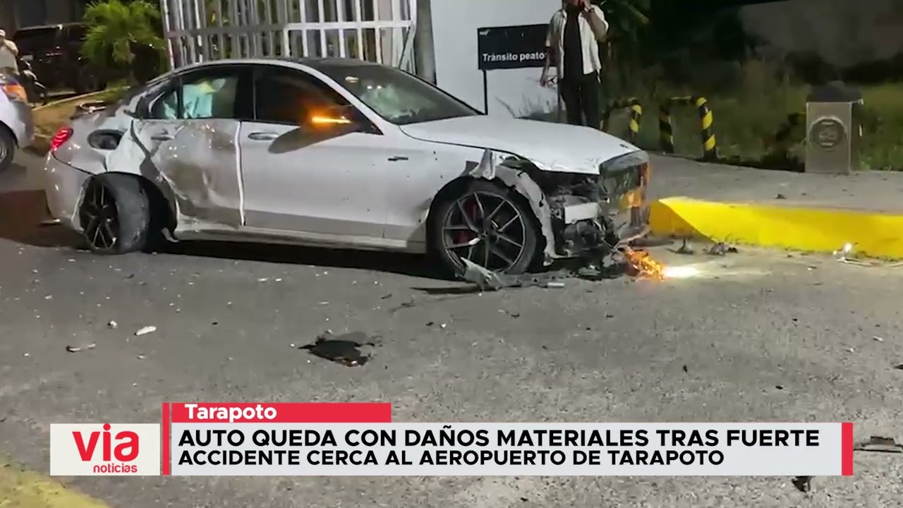 Auto queda con daños materiales tras fuerte accidente cerca al aeropuerto de Tarapoto Auto queda con daños materiales tras fuerte accidente cerca al aeropuerto de Tarapoto